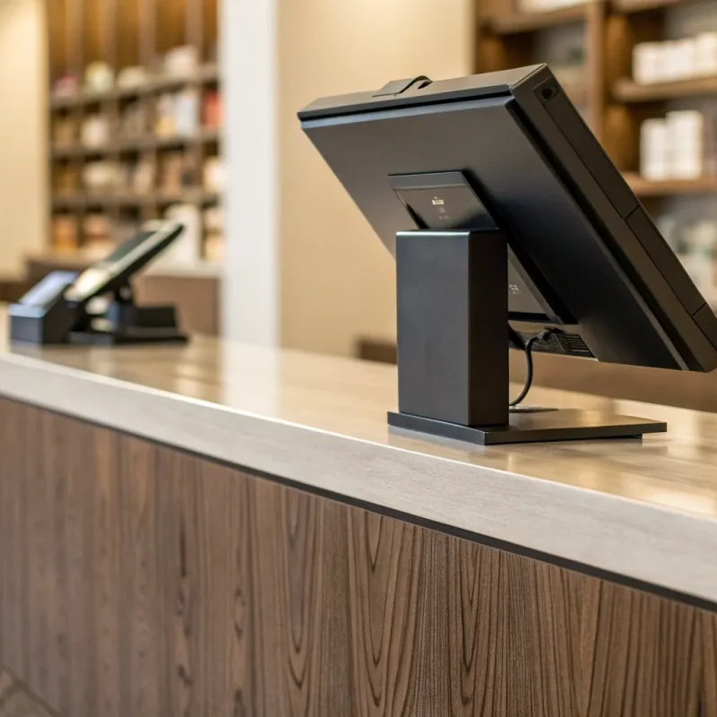 The best retail point of sale system on a modern store's checkout counter.