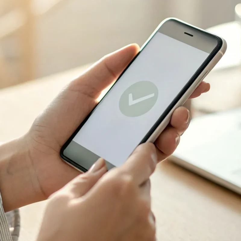 A person receives instant approval for an online merchant account on their phone.