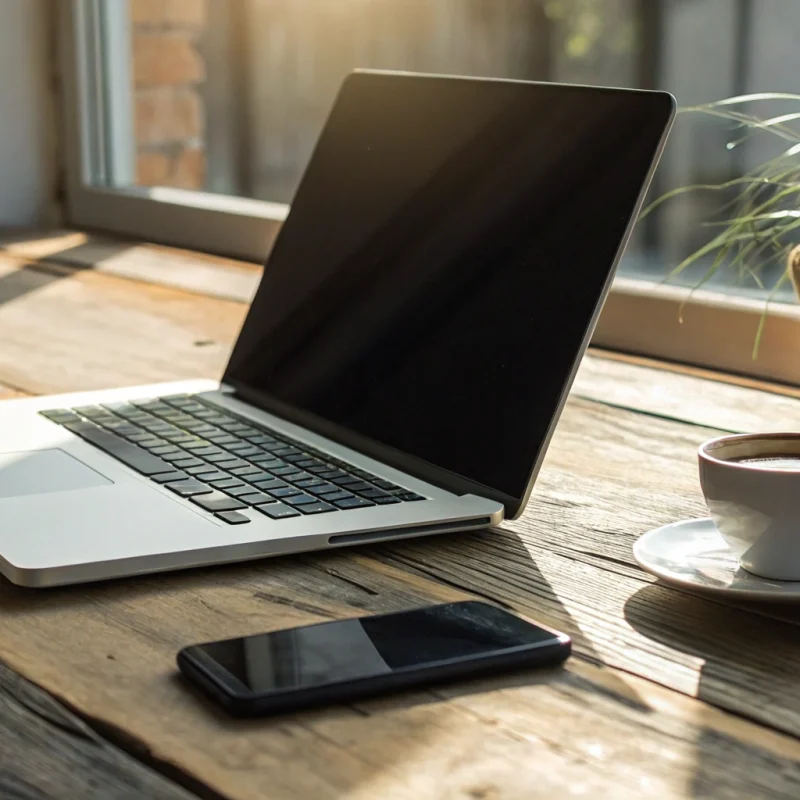 A small business owner using a laptop to find the best virtual terminal.
