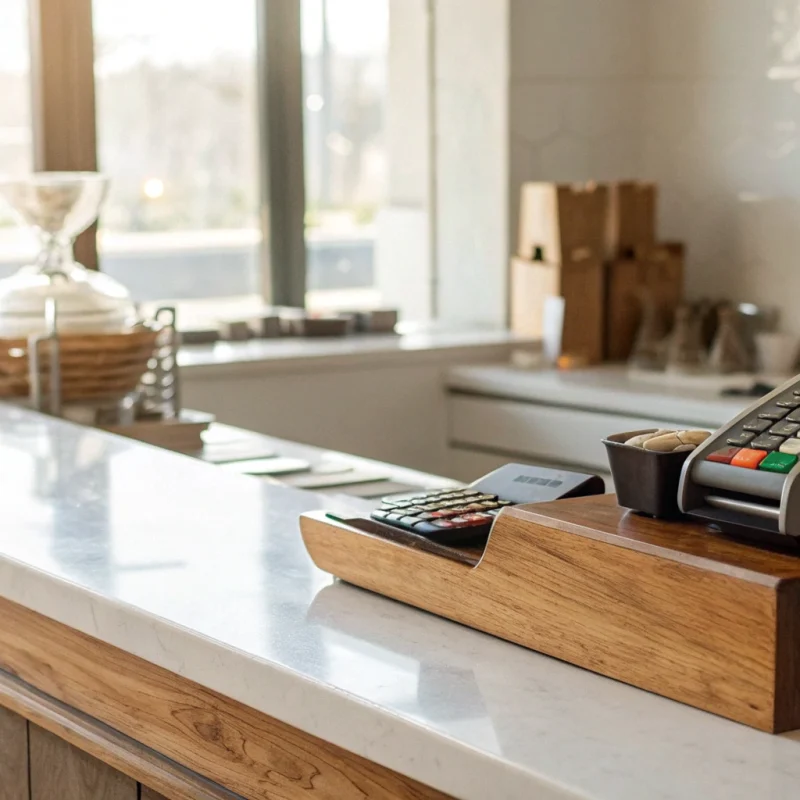 Credit card terminal used by a business to pass credit card fees to a customer.