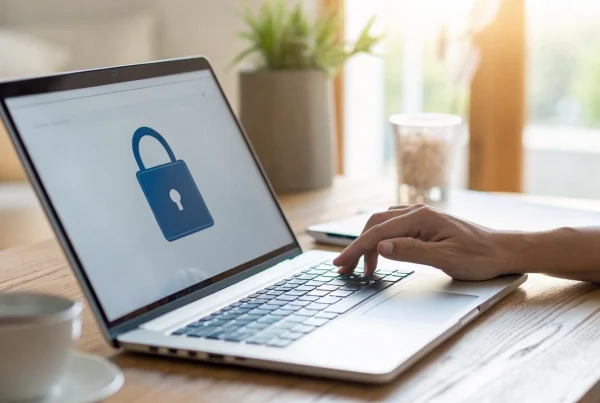 Person at a laptop with a security icon, choosing the best online payment gateway for ecommerce.