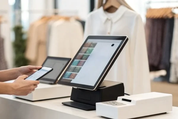 Retail employee using a cloud-based POS system on a tablet, a key benefit for modern retail operations.