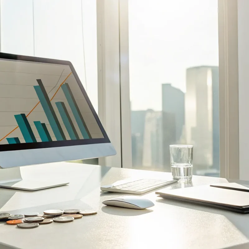 A computer screen with graphs analyzing flat rate merchant services pricing.