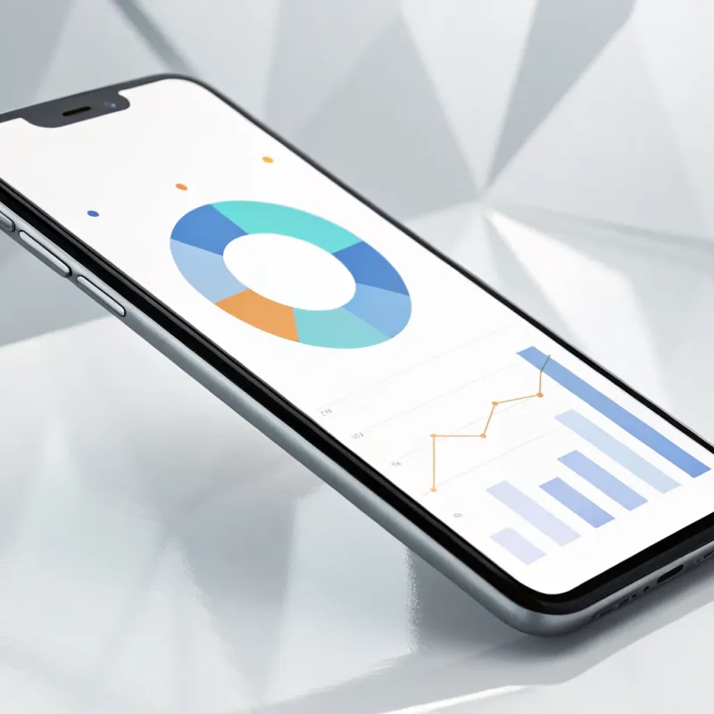 A phone screen with charts breaking down mobile payment processing fees.