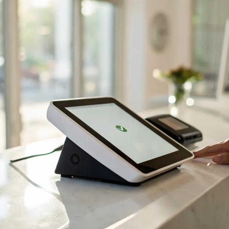 Wireless credit card terminal providing businesses with next day funding.