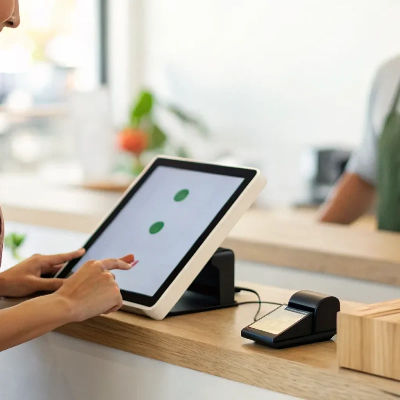 Business owner signs up for a cash discount program for credit card processing.