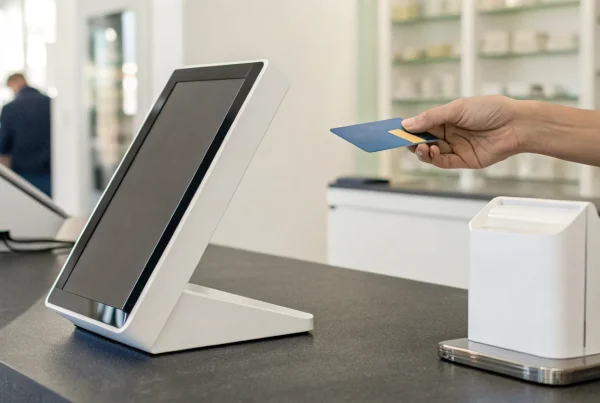 A customer's credit card payment at a terminal under Visa's dual pricing rules.