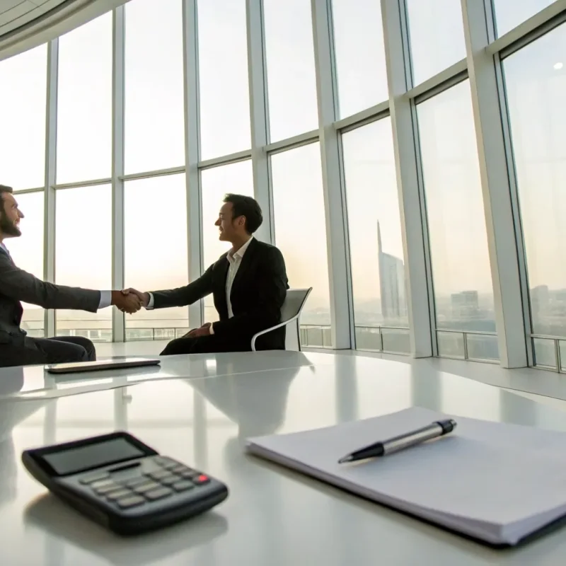 Two professionals form a payment processor ISO partnership with a handshake.